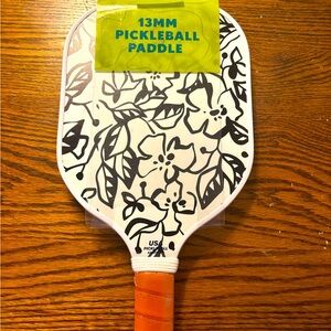 Floral Pickleball Paddle with Orange Grip